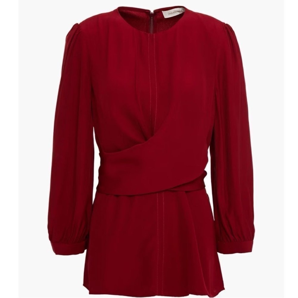 ZIMMERMANN Crossover Gathered Crepe Blouse